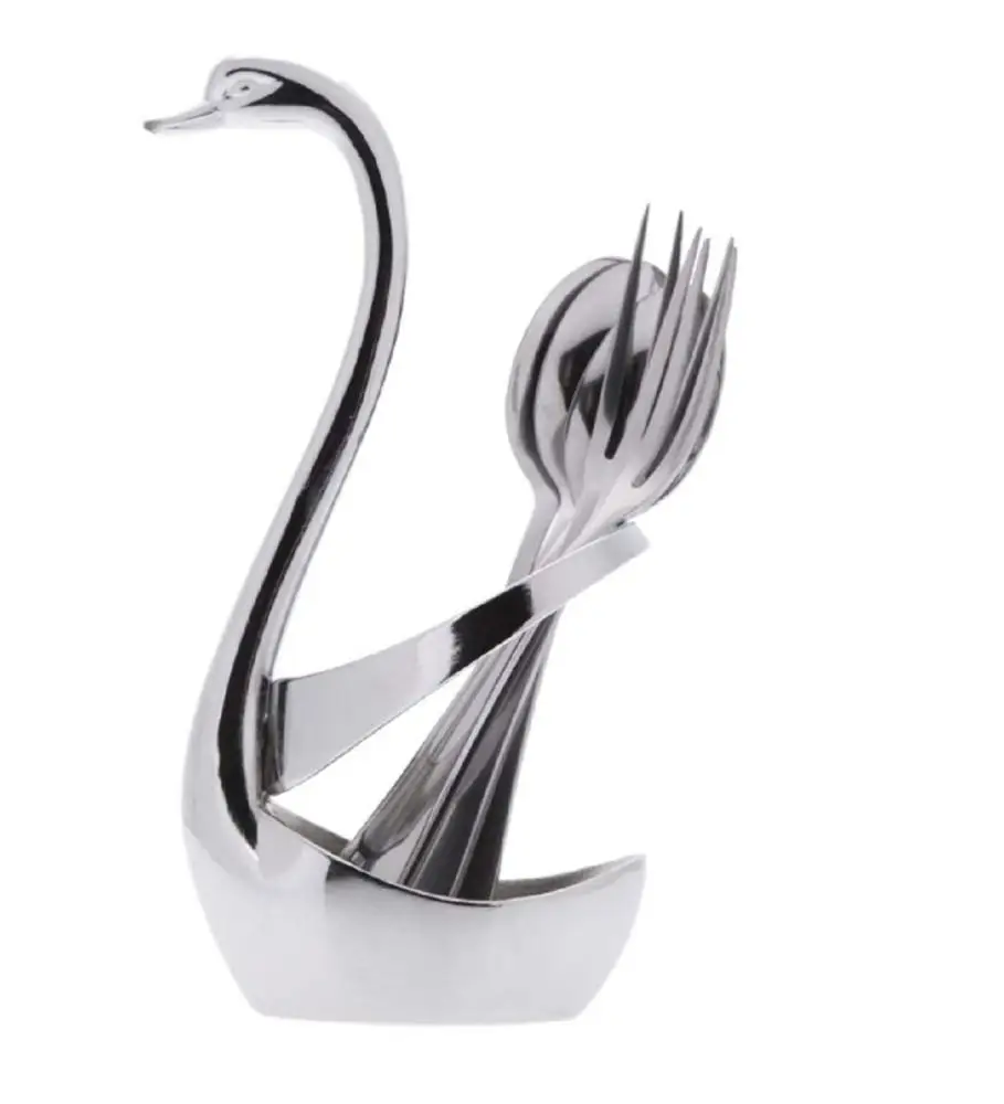 Swan Cutlery holder Forks spoon Storage For Salad Dessert Coffee Home Convenient 