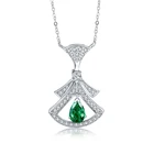 Pave Emerald Zircon Gemstone Designer Pave Jewelry 925 Sterling Silver Chain Pendant Necklace
