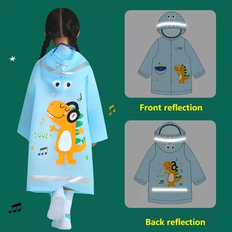 Printed Rain Coat Kids Rain Jacket Cartoon Girl's Raincoat with Reflective Stripe Pu 100% Polyester Waterproof DD863 Child Opp