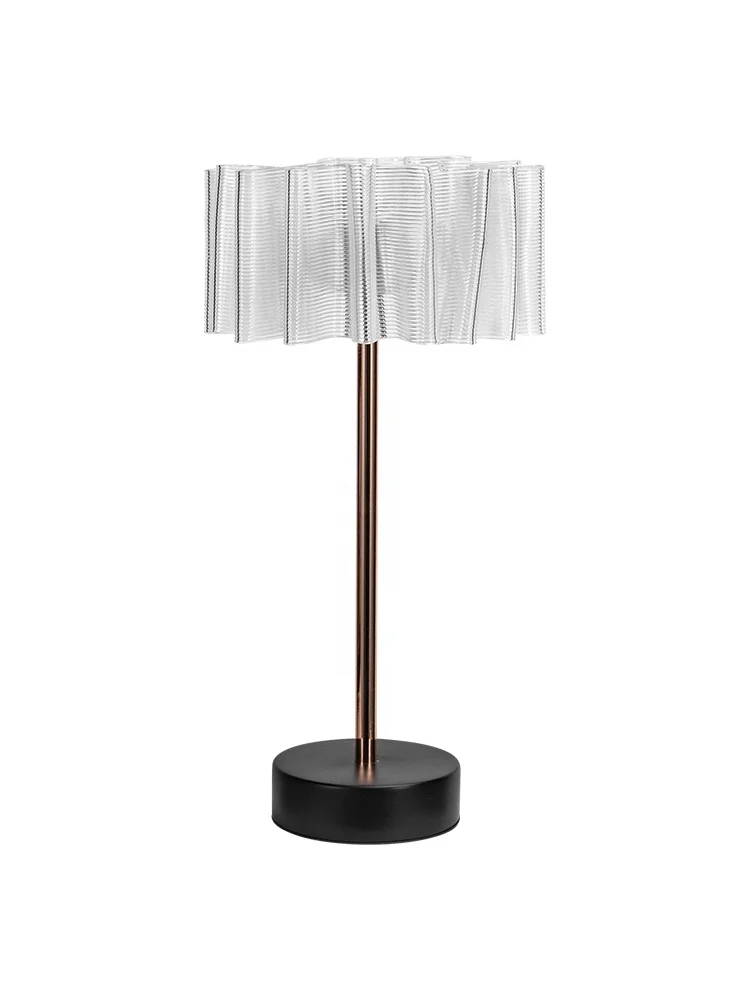 Dimmable Home Decor Lampe de table Led Silver USB Rechargeable Battery Cordless Acrylic Table lamps luxury Gift