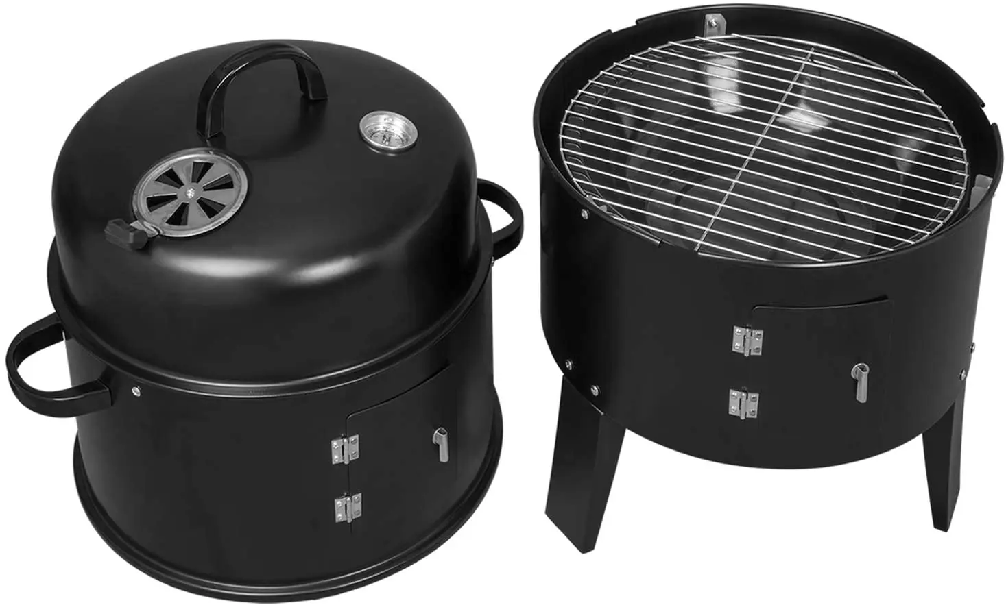 3 In 1 Smokeless Charcoal Barbecue Grill Smoker 3 Layers Tower Vertical