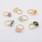 Ring WX1796 Gold Plated Gemstone Ring Wire Wrap Handmade Healing Crystal Ring