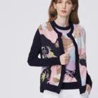 Coats Women Coats 2020 Winter Fashion Knitted Printed 100% Silk Irregular Floral Coats