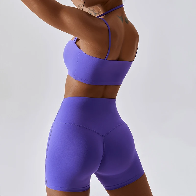 Suspender Hanging Necks Gym Wear Women Fitness Yoga Set Compression Full Supportive Yoga Pants Sportswear 3 PCS Gym Fitness Sets