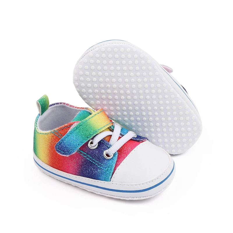 New Arrival Bling rainbow Color Canvas Baby Sneakers Shoes Toddler Shoes Unisex manufacture
