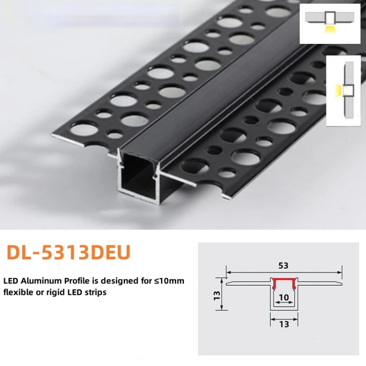 Empotrado con brida para LED Trimless 8-12mm tira ranura perfil difusor 2 metros yeso-En empotrado canal de aluminio LED Delgado