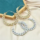 Diamond Hoop Earrings New Arrival Exaggerated Bling Sparkling Diamond Chain Oversize Hoop Earrings For Women