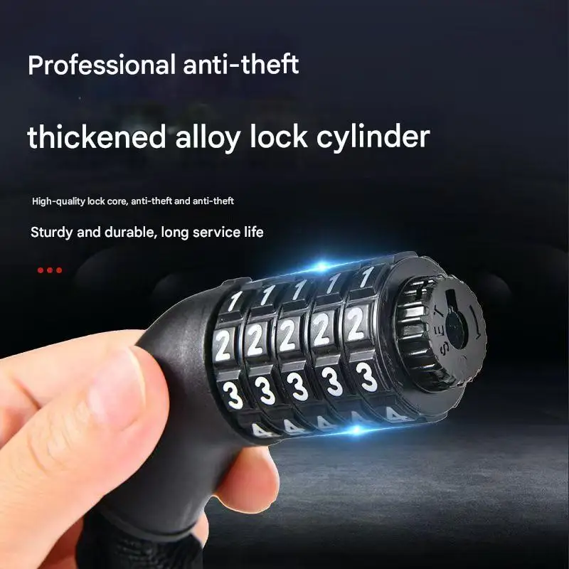 Waterproof Rust-Free ABS+Steel Black Anti-Theft Password Chain Lock for Mountain Bike/Electric/Battery Bike/Motorcycle