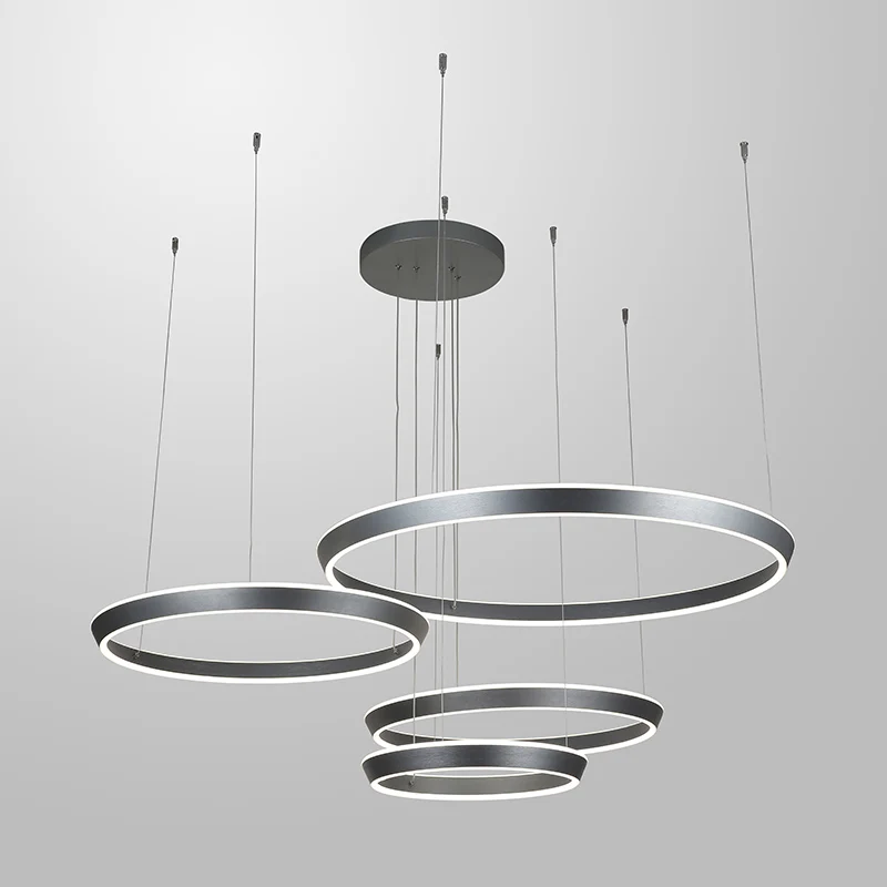 Light Luxury Modern Simple Indoor Lighting Dimming Hanging Lamp Nordic Annular Bar Restaurant Chandelier