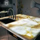 Luxury Bathroom Island Countertop Transparent Natural Bianco Onyx