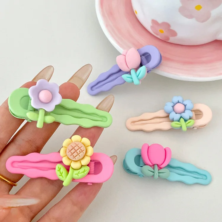 wholesale 6CM fashion  cute flower  Hairpins for girl  Duck beak clip kids hair accessories
