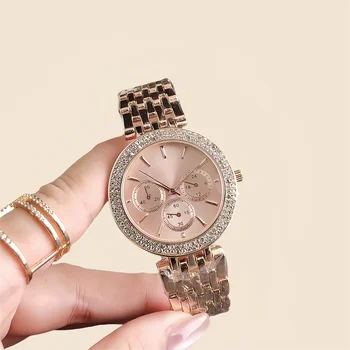 Factory new design charming lady water resistant wrist watch stainless steel quartz women waterproof bling diamond watch