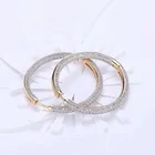 Hoop Fashion Women 2/T Rhodium And Gold Plated Crystal Bling Large Hoop Earrings