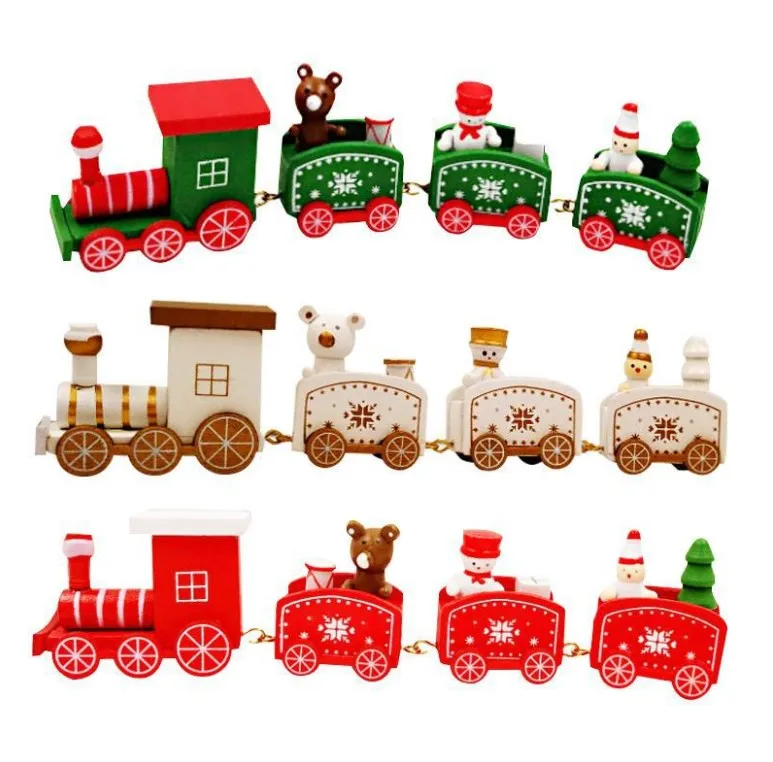 wooden christmas train set