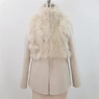 Coats Better Quality Highly Popular Beige 100% Real Wool Fox Fur Coats For Women