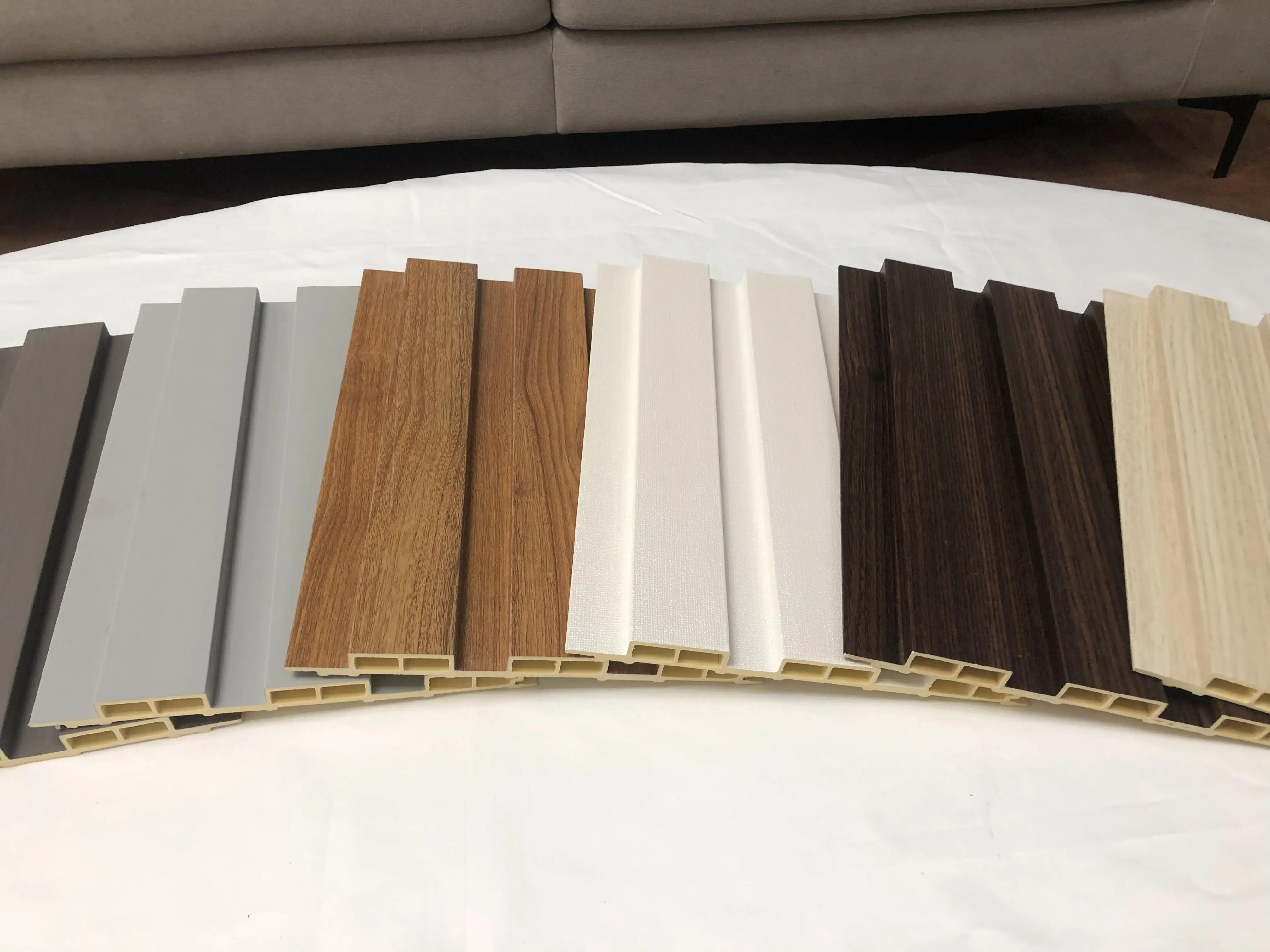 product melinco pvc insulation wallboard white fabric surface fluted panels 3d home decoration wall cladding indoor louvers panels-3