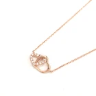 Heart Necklace Excellent Quality 18k Rose Gold Diamond High End Jewelry Double Heart Necklace