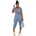 Best Quality Short Sleeves Button Pockets 1 Piece Jumpsuits Women Clothing Woman Jumpsuits And Rompers
