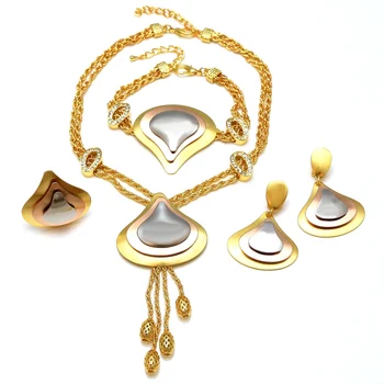 2019 New Products 24k brazilian gold jewelry long gold kundan necklace set wholesale