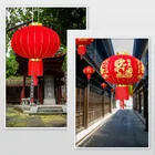 Red Red CNY Decoration Traditional Chinese Red Silk Lanterns For Sale