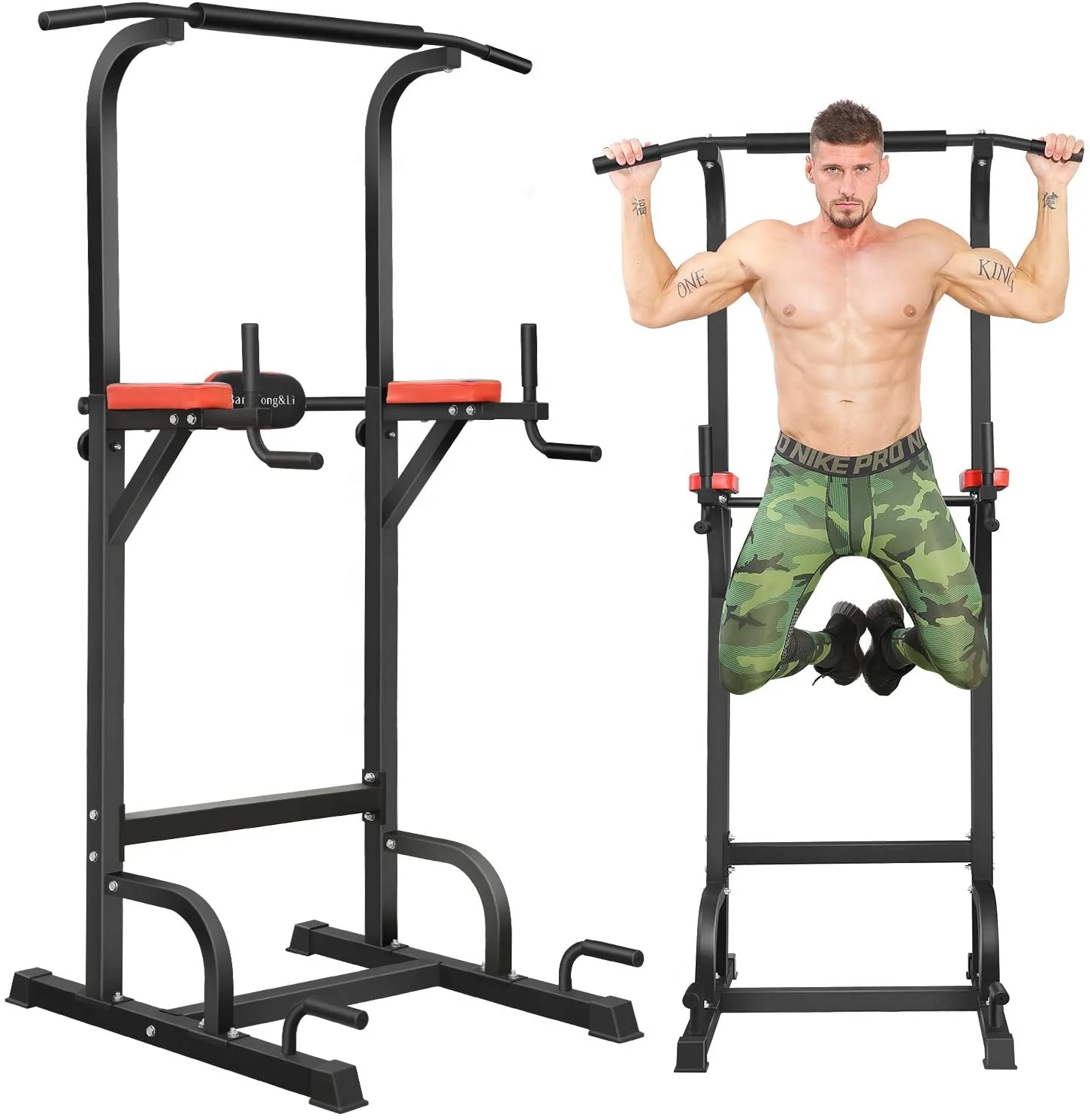Power Tower Dip Station Pull Up Bar Exercise Fitness Adjustable WorkoutEquipment 