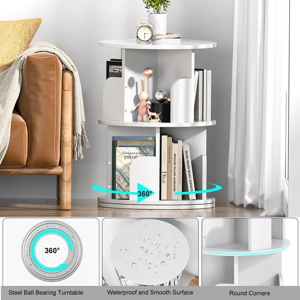 product zc custom 360 rotating wooden bookshelf childrens reading display book stand corner book rack decorative storage shelves-4
