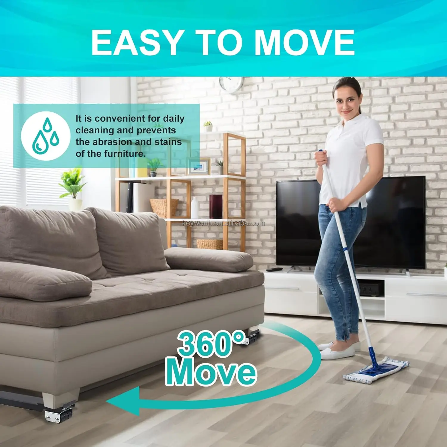 Universal 360° Swivel Washing Machine Pedestal Base with Locking Wheels,Adjustable Length Mobile Stand for Washers,Hold 400 Lbs