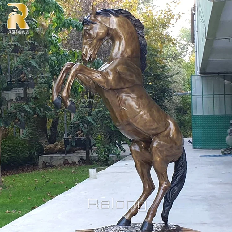 Outdoor Large Bronze Animal Rearing Antique Horse Statue Sculpture