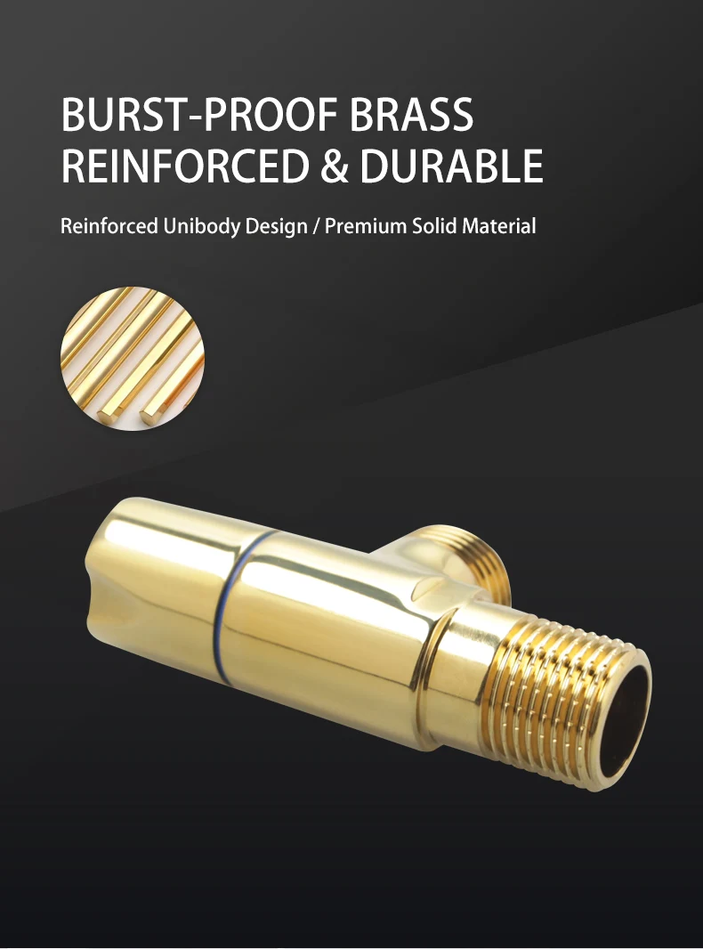 Champagne Gold Brass Leak-proof Explosion-proof Large Flow Angle Valve Hot and Cold Universal Toilet Water Heater Angle Valve manufacture