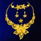 Necklace 24k Gold Plated Dubai Wedding Bridal Accessories Set African Ladies Fashion Necklace Jewelry Set