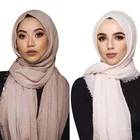 Muslim High Quality Jersey Plain Crinkle Hijab Woman Muslim Scarf Women Hijab Wholesale