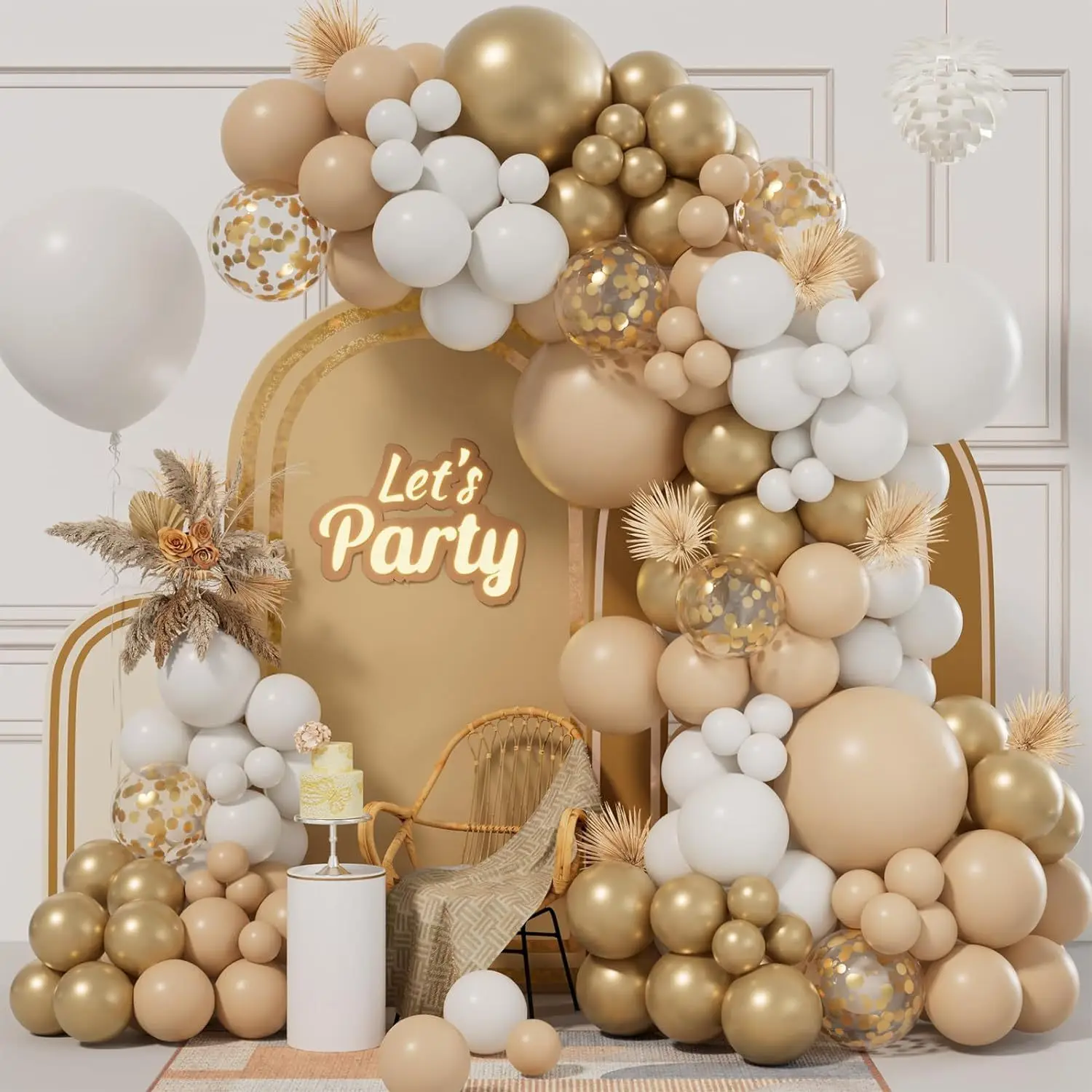 153pcs Retro Balloons Garland Skin White Sand Gold Balloon Arch Kit 18th Birthday PartyFestival Wedding Decoration Globos