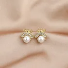 Earrings Stud Simple Small Diamond Animal Shaped Earrings Personalized Pearl Stud Earrings Jewelry