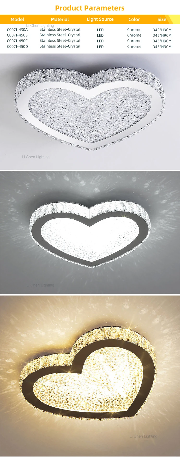 c0071 professional quality indoor decoration stainless steel crystal light led ceiling lamp-1