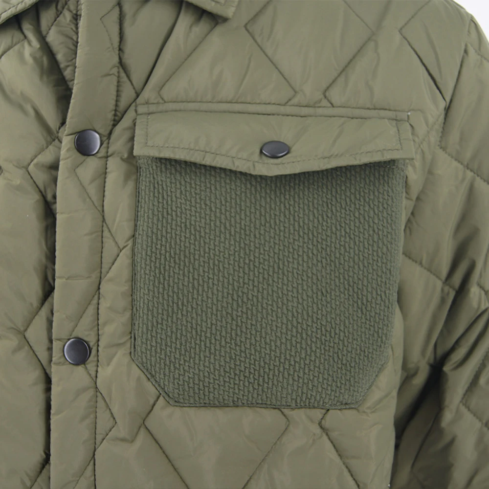 Wholesale Men's Quilted Jacket Vintage Workwear Retro Solid Loose Fit Turn-down Collar Warm Outdoor Coat manufacture