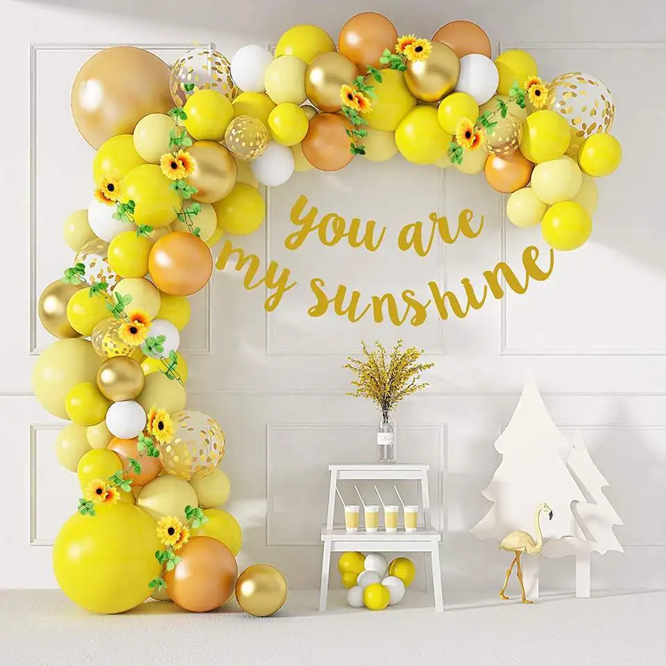 Sunflower Summer Baby shower Decoration Yellow Balloon Chain Arch Set For Girls Boys Birthday Party Supplies