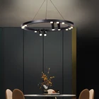 Nordic Style Creative Hotel Hanging Lustre Circle Rings Black Luxury Chandelier