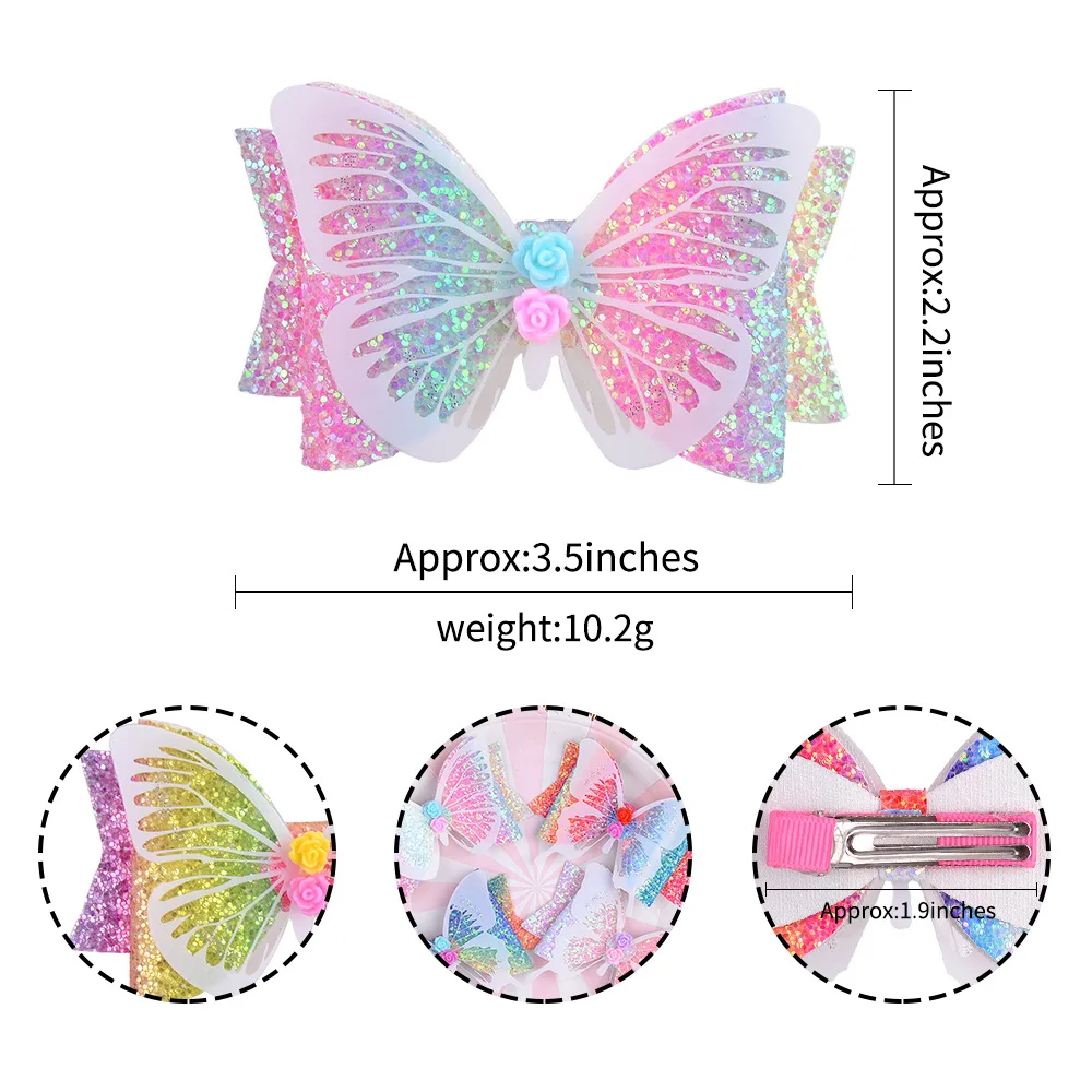 Hot  selling Kids glitter fabric hairpins  bowknot hairclip for girl shiny headdress  kids hair accessories