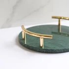 Table Tray Luxury Elegant Home And Hotel Table Decorative High Quality Marble Tray With Golden Handles