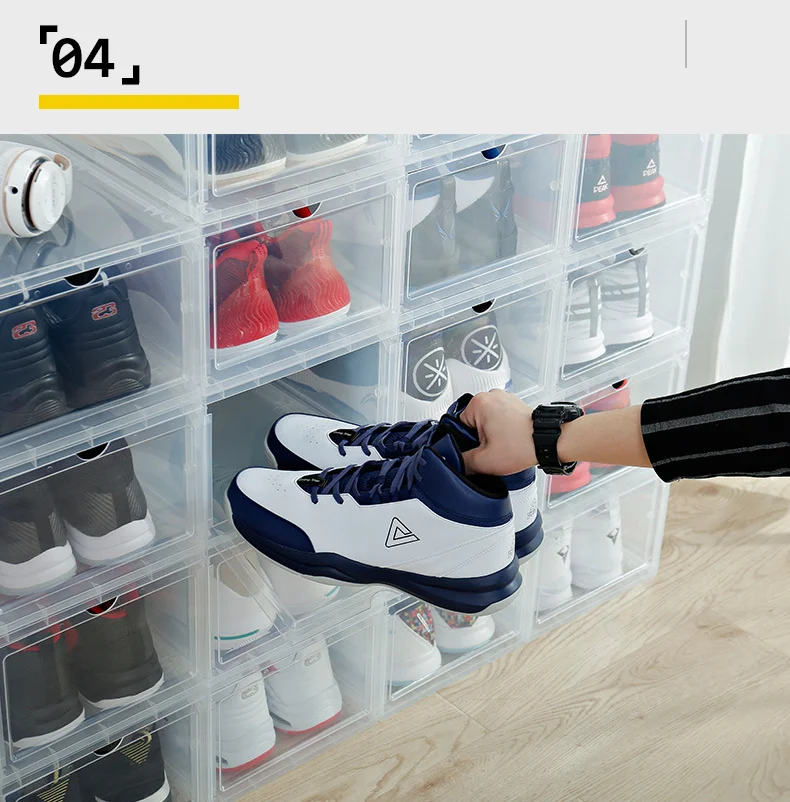Shoe Box Plastic Storage Organizer Drop Front Clear Shoe Display Box Stackable Transparent Sneaker Box