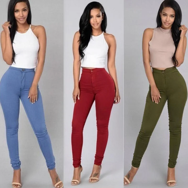 Pantalones Vaqueros Ajustados De Cintura Alta Para Mujer,Jeans Elásticos  Vintage Largos,Pitillo Informales,Color Blanco Y Negro - Buy Ancho De La  Pierna Pantalones Vaqueros Sexy De Moda De Las Mujeres Denim De Ropa