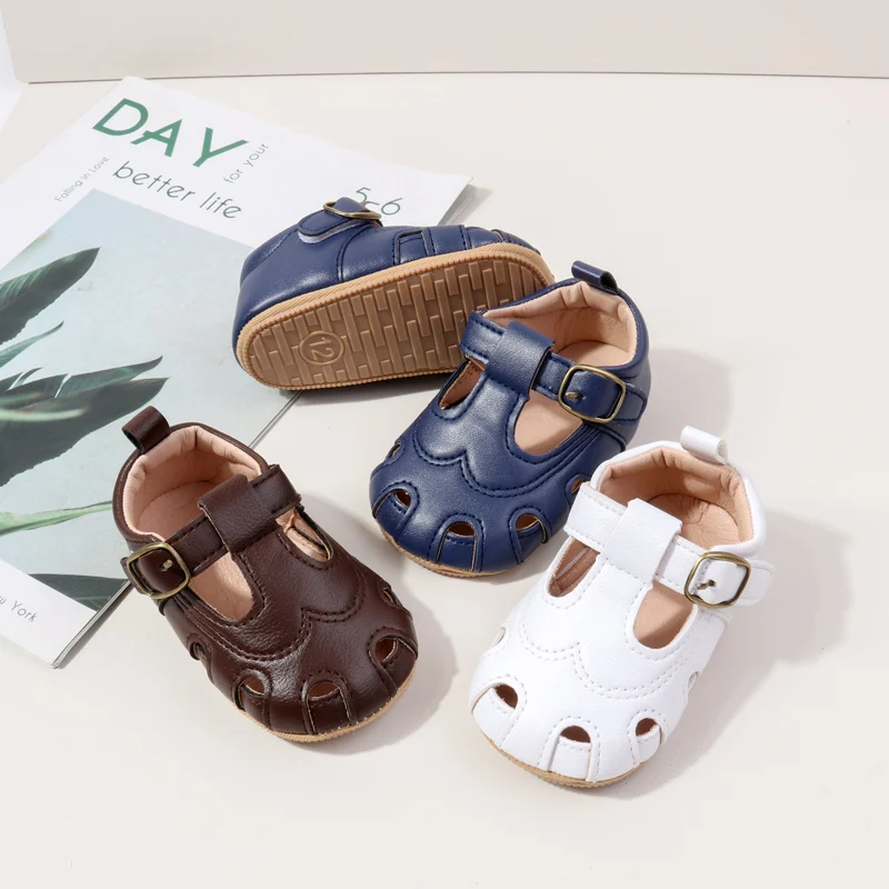 High Quality Baby Girl Toddler Formal Shoes Summer Loophole Design Small Leather Flat Breathable Anti-Slip Solid Pattern factory