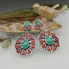 Earrings Unique Natural Southwest Fantastic Turquoise Cluster Dangle Earrings