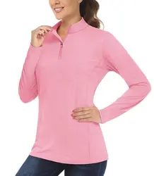 Clothing Manufacturer Women Sun Protection UPF 50+ T-shirt,Long Sleeve Sports T-shirt,Customize 1/4 Zipper Golf Fishing Shirts