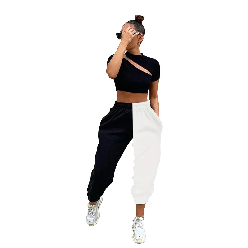Pantalones De Chándal Para Mujer,Pantalón Largo Con Logotipo  Personalizado,Color Blanco Y Negro,Con Cordón,Para  Correr,Senderismo,Otoño,Americano - Buy Pantalones De Chándal De Moda De  Las Mujeres De Otoño Pantalones Largos Para Mujer Blanco Y