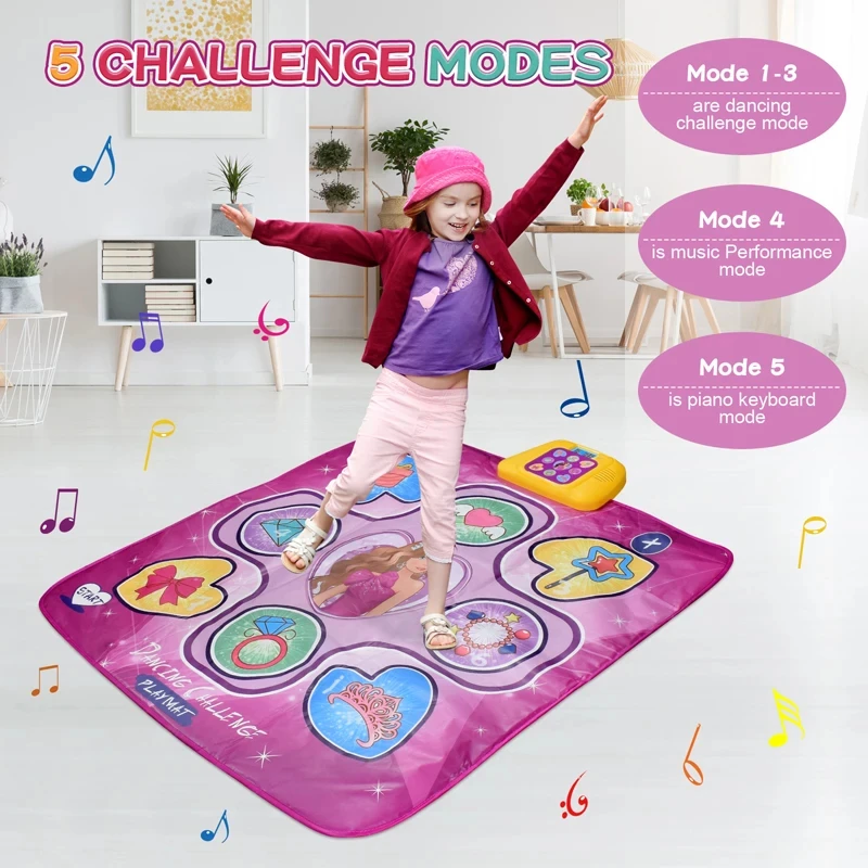 Kids Dance Pad Light Up Electronic Dance Mat Play Musical Carpet Toys Children's Music Dance Mats