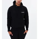 Black Blank Hoodies Wholesale Custom Logo Men Sweatsuit Fashion Black Blank Fleece Men's Hoodies