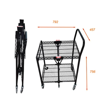 Light Duty Foldable Wire Shelf Trolley Cart Black or Zinc Plating Hand Carts & Trolleys