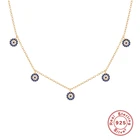 Blue Pendant ROXI Bohemia S925 Sterling Silver Simple Small Blue Eye Pendant Necklace Jewelry