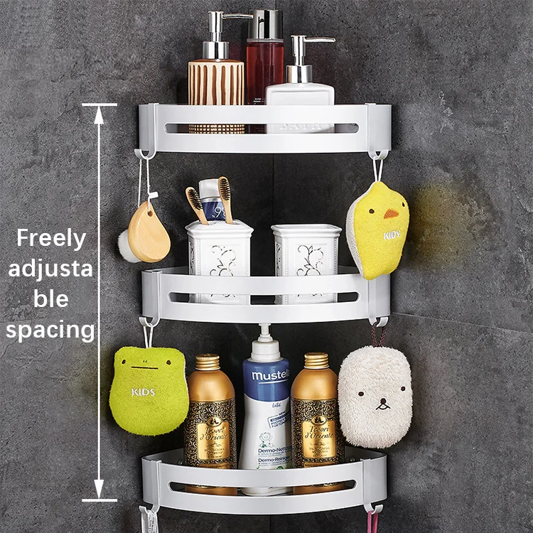 Bathroom Accessories Organizer Adhesive No Drilling Aluminum Storage Holder Rack Corner Shower Caddy